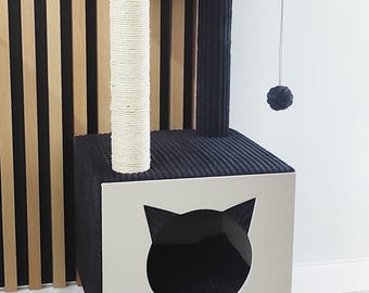Handmade Modern Cat Tree | Sisal Scratching Post, Washable Cushion