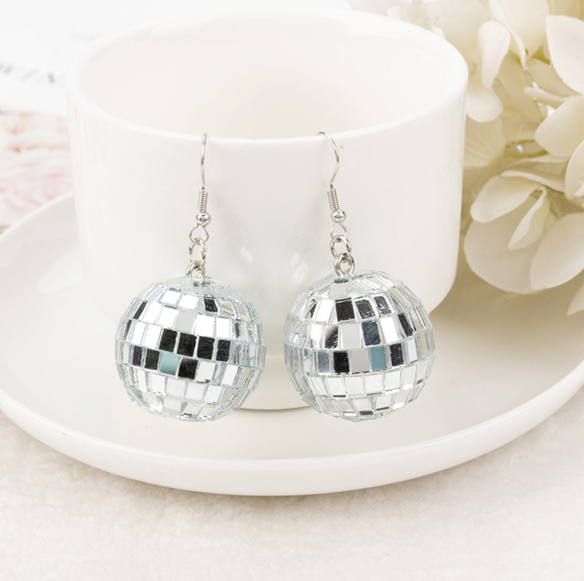 Gold disco deals ball earrings