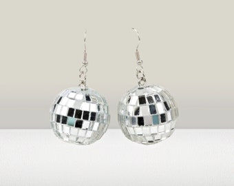 Disco Ball Earrings 3D Light Reflective Rotating For Women Birthday Part Gift, 1 Pair Fashion Dangle Earrings