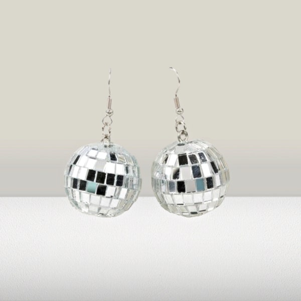 Disco Ball Earrings 3D Light Reflective Rotating For Women Birthday Part Gift, 1 Pair Fashion Dangle Earrings