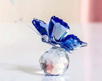 Crystal Butterfly Figurine Cute glass butterfly Statue Animal Ornaments Crafts Home, Table, Wedding Decoration Miniature