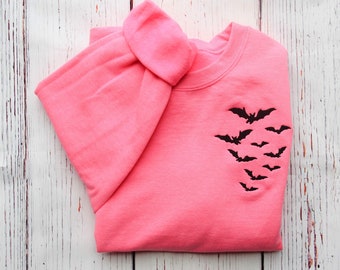 Embroidered Bats Halloween Crewneck Sweatshirt | Unisex Gildan Sweatshirt