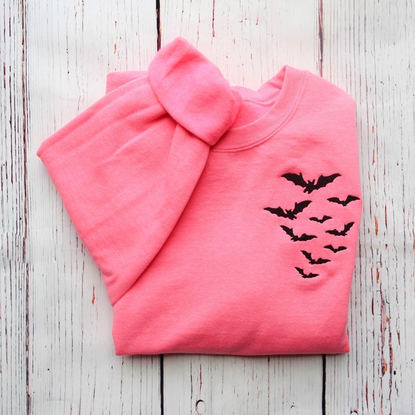 Embroidered Bats Halloween Crewneck Sweatshirt | Unisex Gildan Sweatshirt