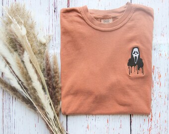 Embroidered Horror Halloween Comfort Colors T-Shirt | Unisex Vintage Garment Dyed T-shirt