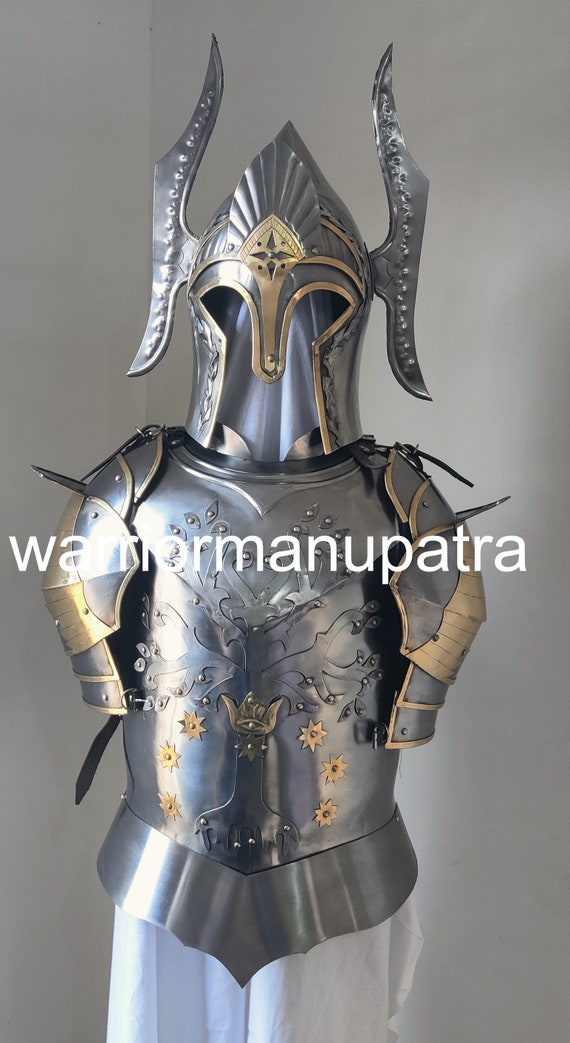 18Ga Gondor Fountain Half Body Armor Suit Cuirass Pauldron With Helmet