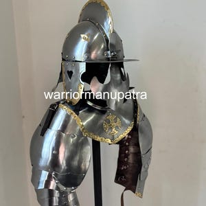 Medieval Polish Hussar Halloween Amour Costume Larp  Helmet + Gorget & Pauldrons