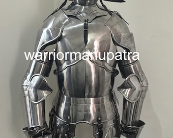 Conjunto de armadura gótica forjada a mano: Casco de sallet, Bevour - Cosplay medieval LARP