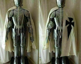 Handmade Medieval Knights Templar Suit of Armor: 18 Gauge Steel