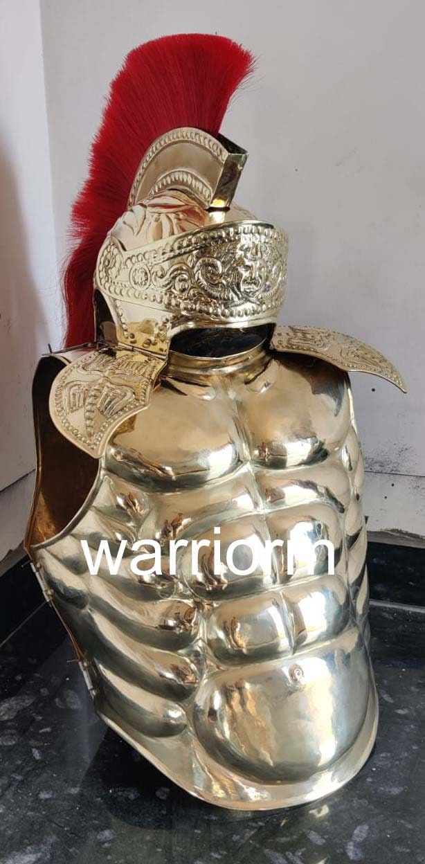 Medieval Brass Armor Roman Cuirass Reenactment Breastplate 18ga Brass ...
