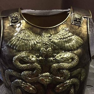 18ga Big Brass Medieval Roman Chiseled Cuirass Knight Reenactment Breastplate