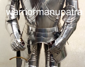 Medieval German Suit Medieval Full Steel German Sallet Knight Suit of Armour Wearable Costume Best Gift With Sword