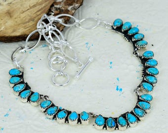 Southwestern Turquoise Statement Necklace | Handmade 925 Sterling Silver Gemstone Necklace | Western Jewelry