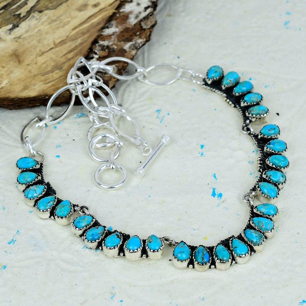 Colar statement turquesa estilo sudoeste | Colar artesanal em prata de lei 925 com pedra preciosa | Joias country