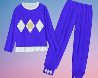 Conjunto de pijama para adultos con estampado de dinosaurios azules