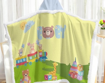 ABDL Adult Baby Train Hooded Blanket