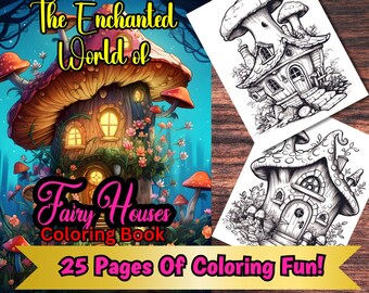 26 Enchanted Treehouse Coloring Book Pages - Kids & Adults Coloring Pages, Instant Download, Line-Art Coloring Book, Printable PDF File