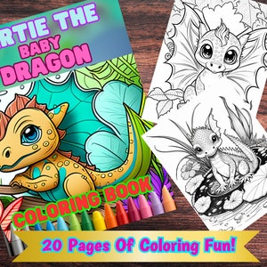 Kids Coloring Book, Baby Dragon Coloring page, adult coloring page, kids coloring page, simple coloring book, printable coloring page,
