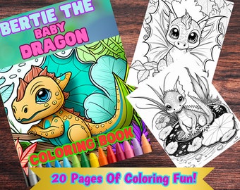 Libro para colorear para niños, página para colorear de dragón bebé, página para colorear para adultos, página para colorear para niños, libro para colorear simple, página para colorear imprimible,