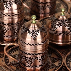 6 Cup Grape Processing Copper Coffee Set