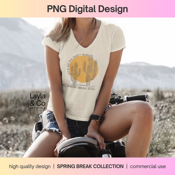 Spring Break 2024 Shirt Design, Vintage Retro Tank Crop Top Tee Print Transfer, PNG Digital Download for POD and Sublimination, SB08