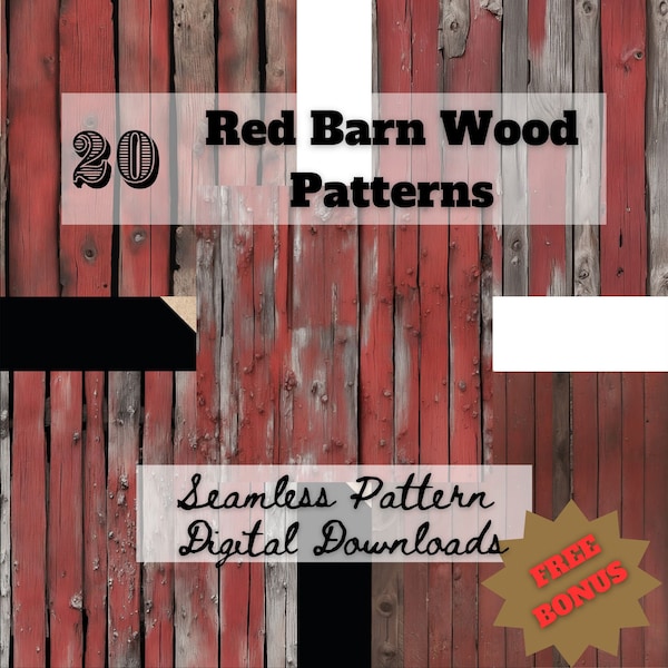 20 Weathered Red Barn Wood Seamless Pattern, Shabby Plank Texture, Old Woodgrain Background Rustic Canvas & Surfaces Barnwood Digital Design