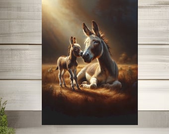 Donkey Portrait Oil Painting Style Print Equestrian Wall Art Rustic Country Equine Fine Art Farmhouse Décor Satin or Archival Matte Poster