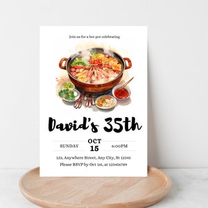Editable Hotpot Birthday Invitation, Hot Pot Dinner Invite, Steamboat Dinner Invite CANVA Template