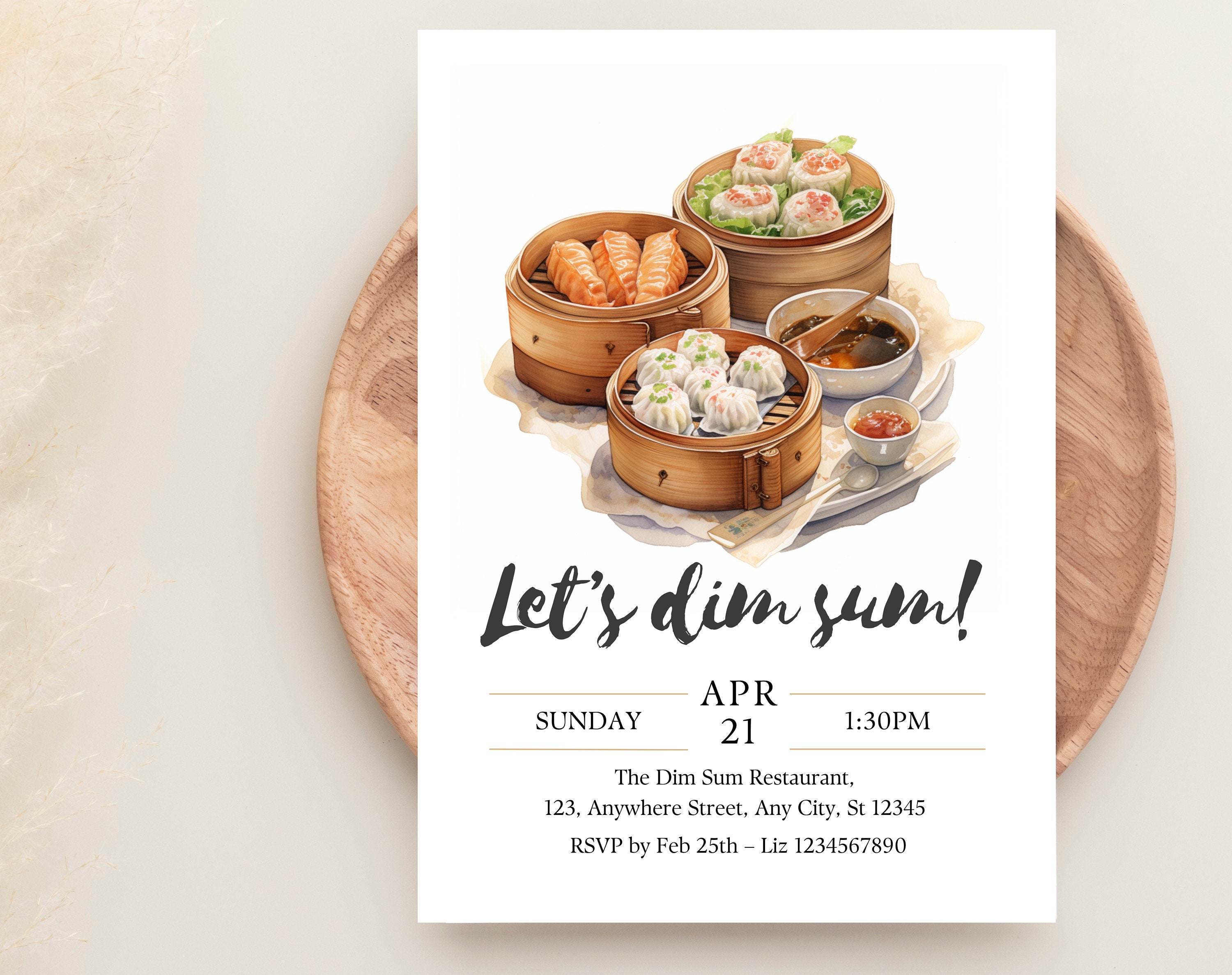 Dim Sum Birthday Invitation, Editable Canva Template - Etsy