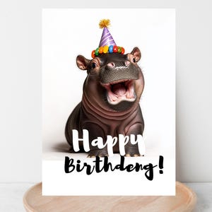 Moo Deng Happy Birthday Card Template CANVA