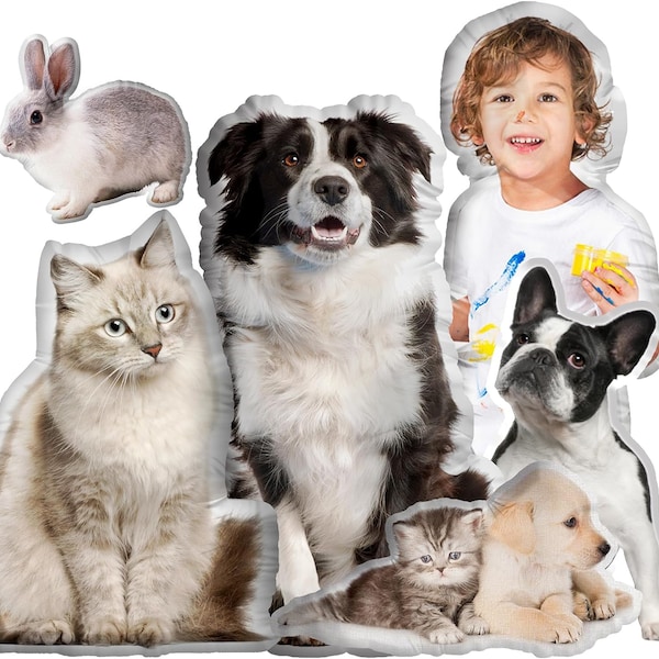 Oreiller 3D personnalisé pour animal de compagnie à partir d'une photo, cadeau chien personnalisé, cadeau chat, oreiller en coton double imprimé pour chien, oreiller chat, coussin en forme d'animal