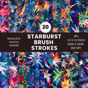 20 Starburst Pinselstriche Musterdesign, Digital Paper Pack, Himmel, Sofort Download, kommerzielle Nutzung, JPG