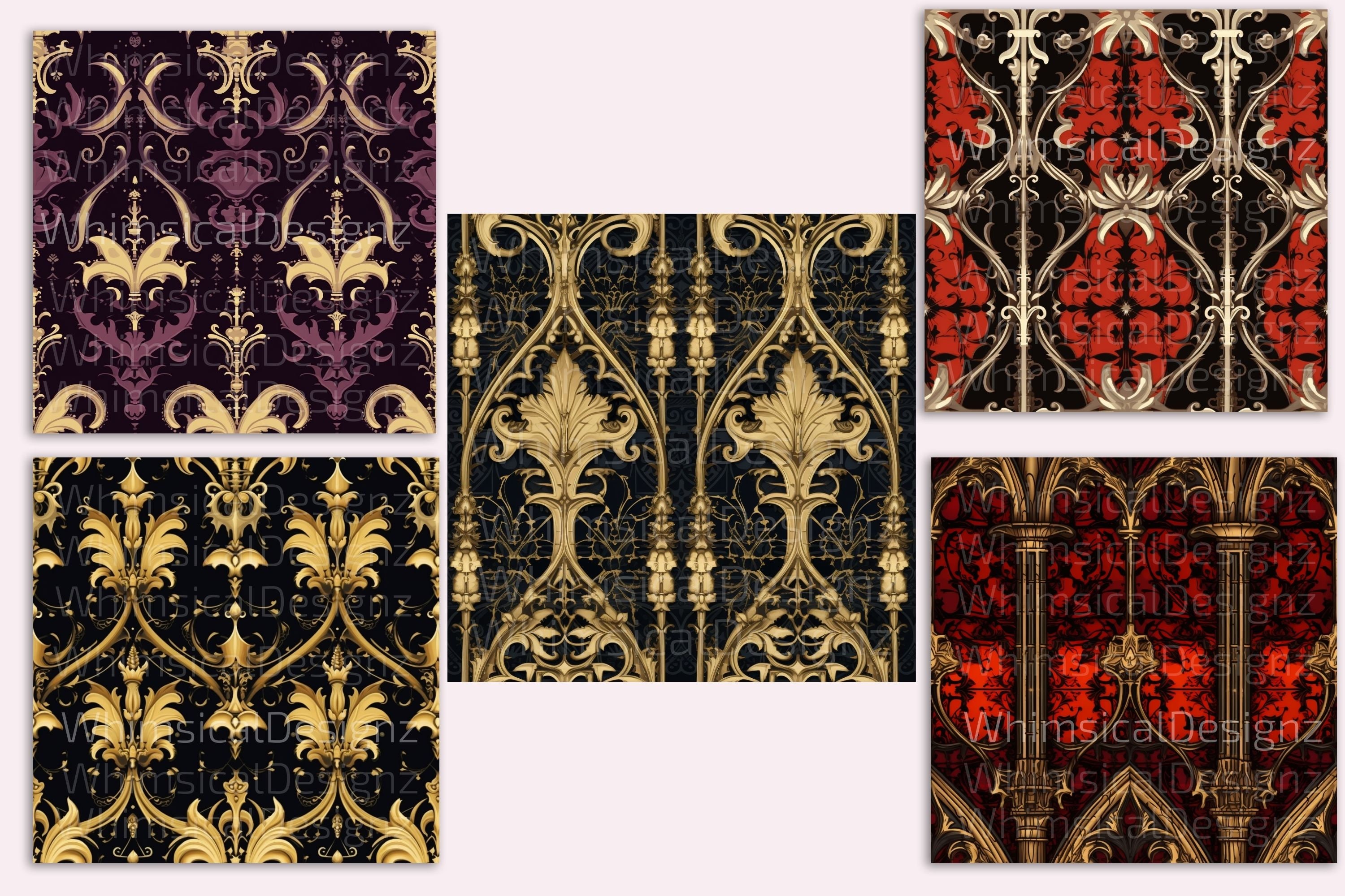 20 Vintage Gothic Seamless Pattern, Digital Paper Pack