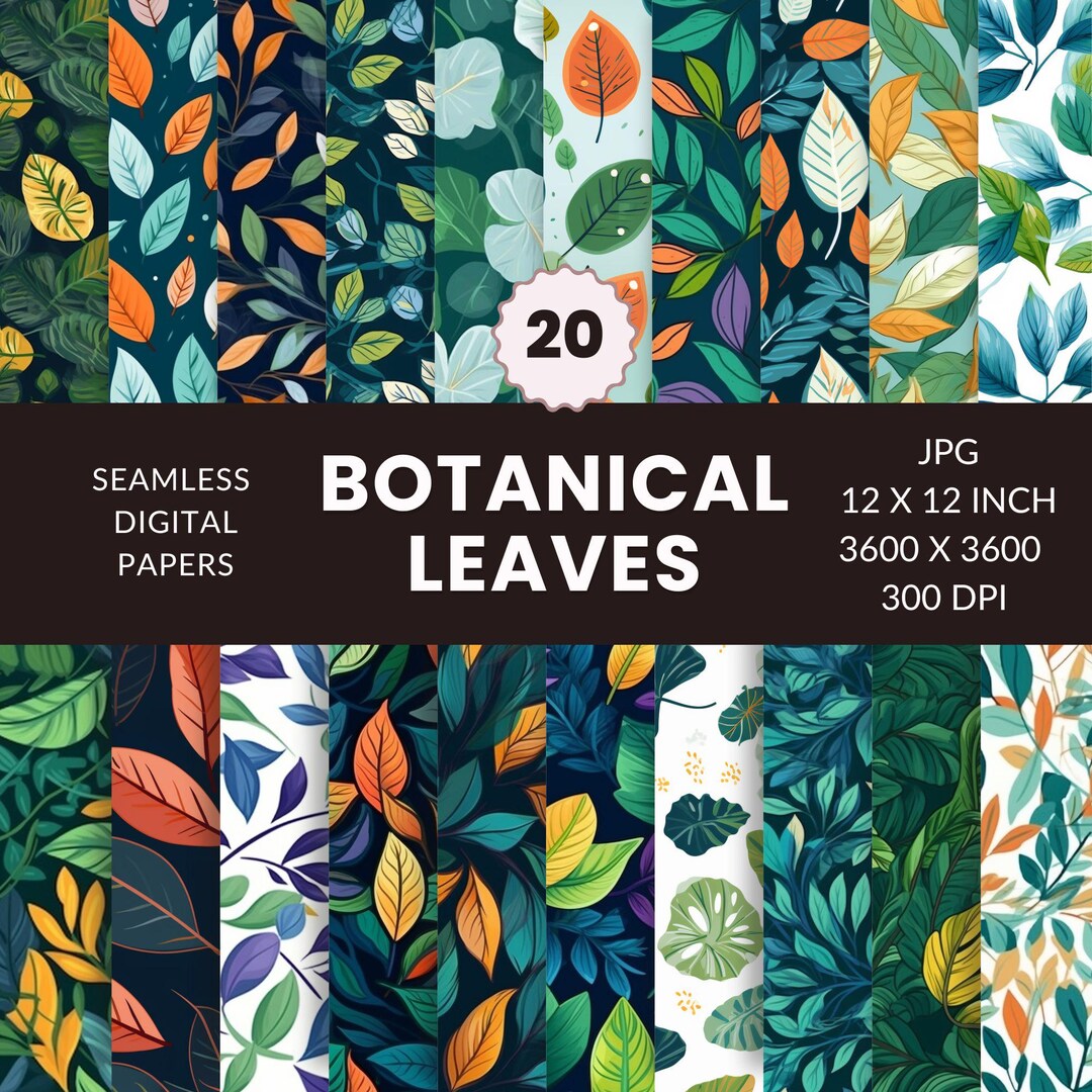 Botanical Leaf Digital Pattern Seamless Wallpaper Papers, Nature ...