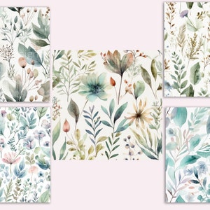 20 Watercolor Botanical Seamless Pattern, Digital Paper Pack ...