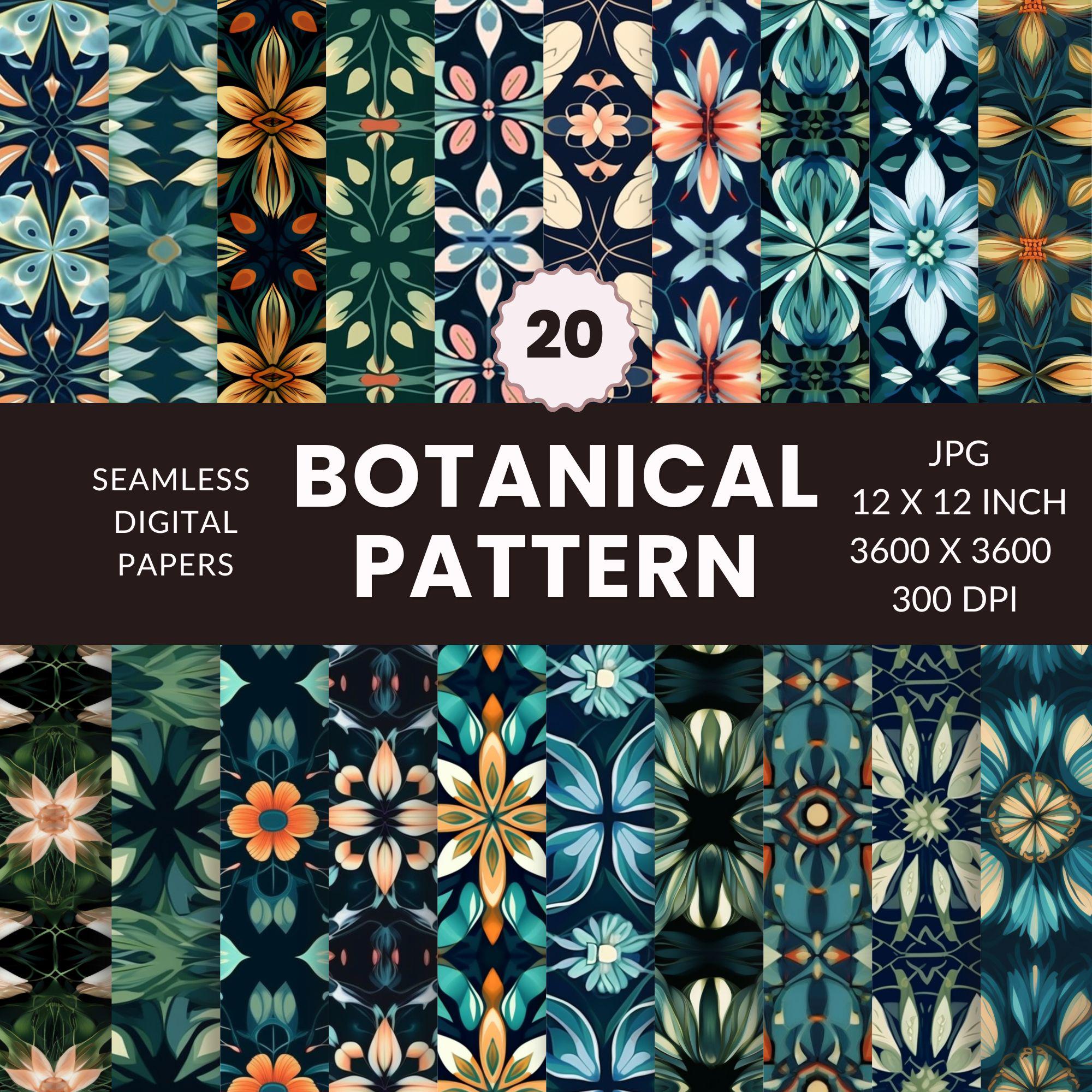 20 Botanical Seamless Pattern, Digital Paper Pack, Floral Flower Art ...