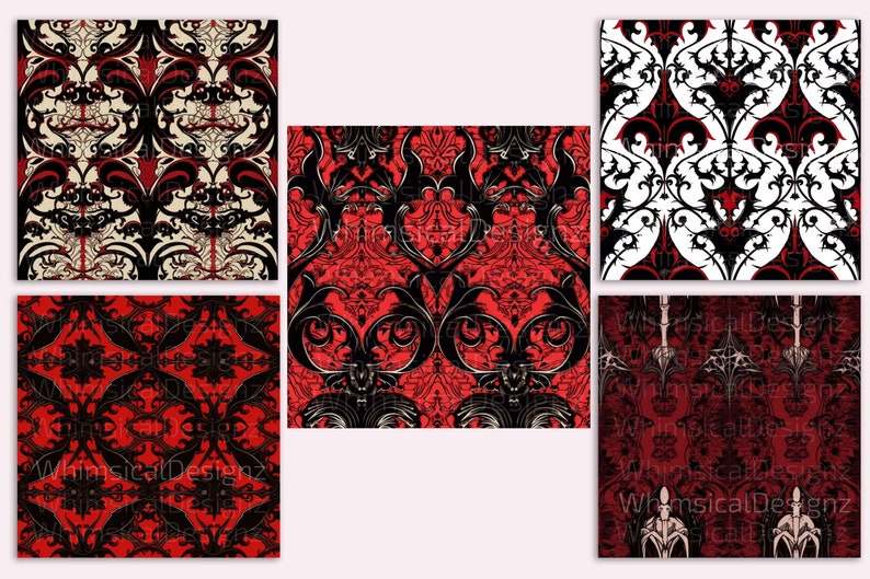 20 Vampire Seamless Gothic Pattern, Digital Paper Pack, Dark-themed ...