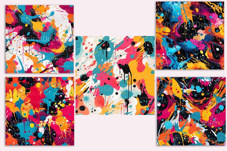 20 Abstract Graffiti Seamless Pattern, Digital Paper Pack, Grunge ...