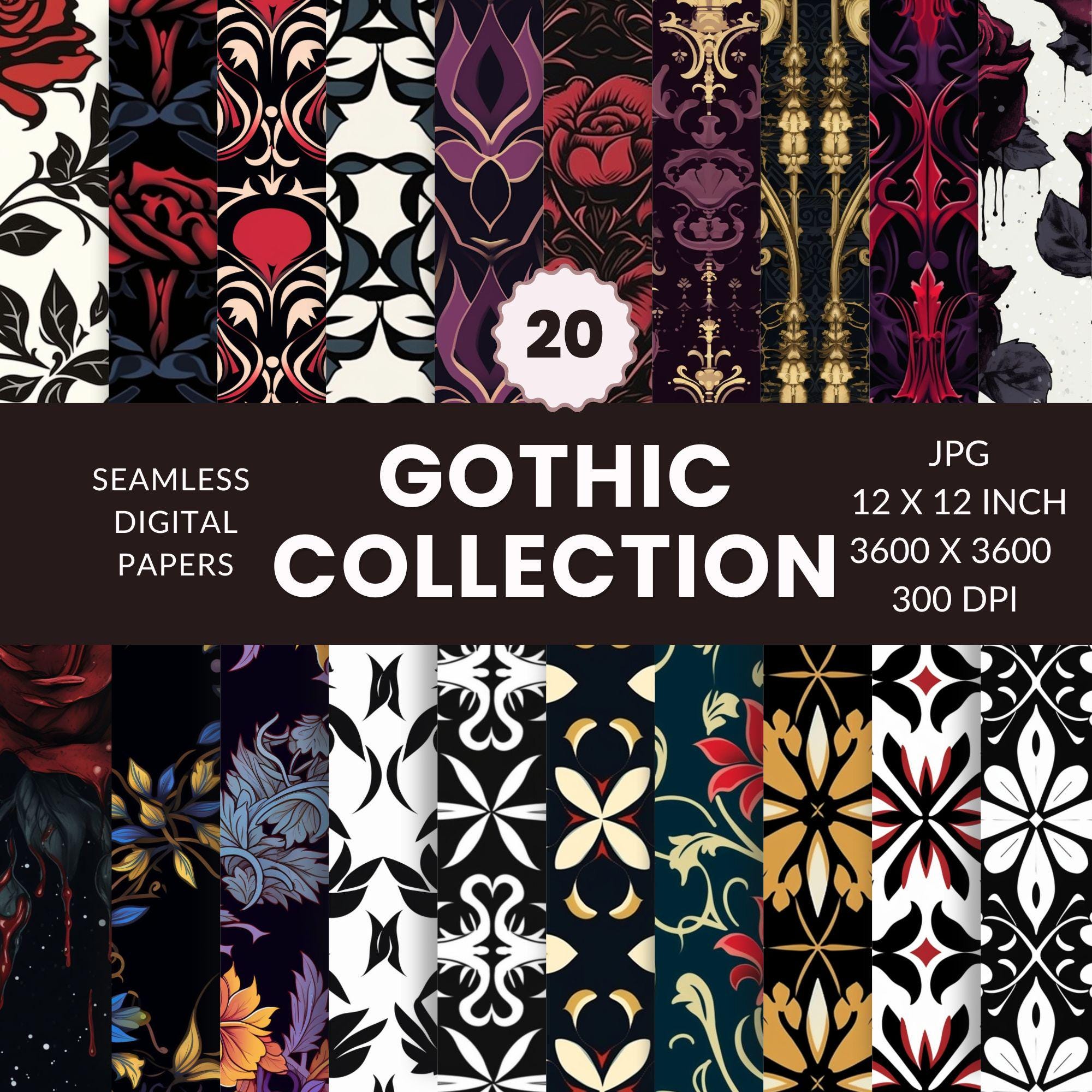 Gothic Seamless Pattern Digital Wallpaper Pack (JPG) - Etsy
