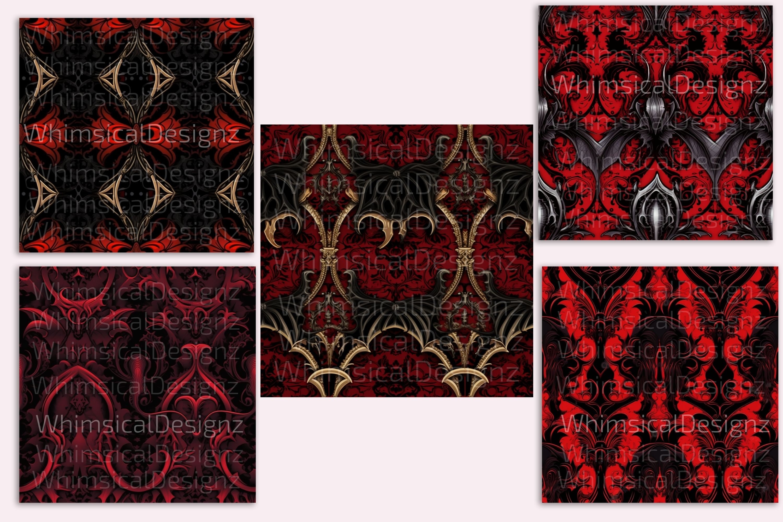 Vampire Seamless Gothic Pattern, Digital Paper Pack, Dark-themed ...
