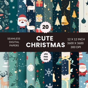 20 süße Weihnachten nahtlose Blätter Muster, digitales Papier Pack, Urlaub, Winter, sofortiger Download, kommerzielle Nutzung, JPG, PNG, SV