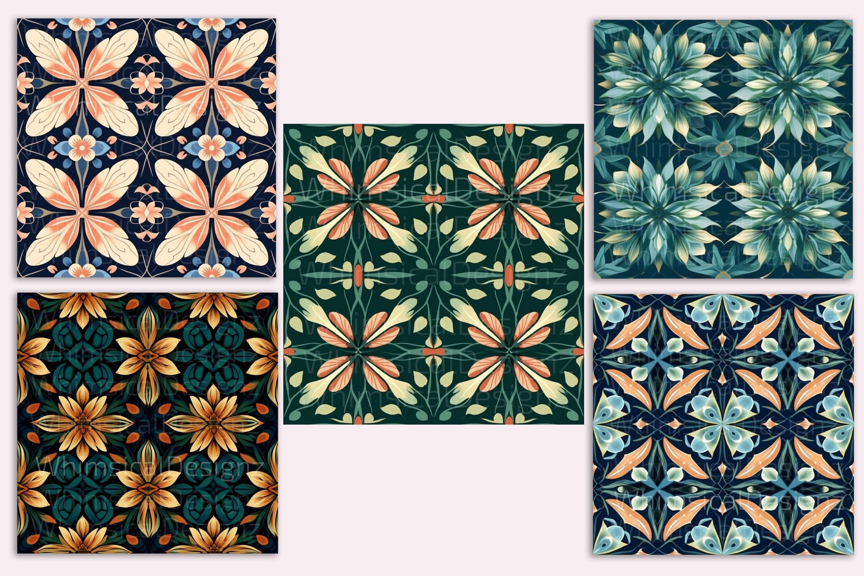 20 Botanical Seamless Pattern, Digital Paper Pack, Floral Flower Art ...