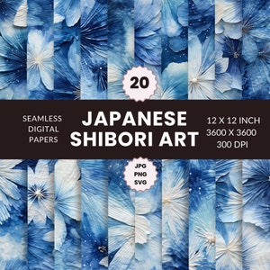 20 Japanese Shibori Art Seamless Pattern, Digital Paper Pack, Tranquil, Contemporary, Instant Download, Commercial Use, PNG, JPG, SVG