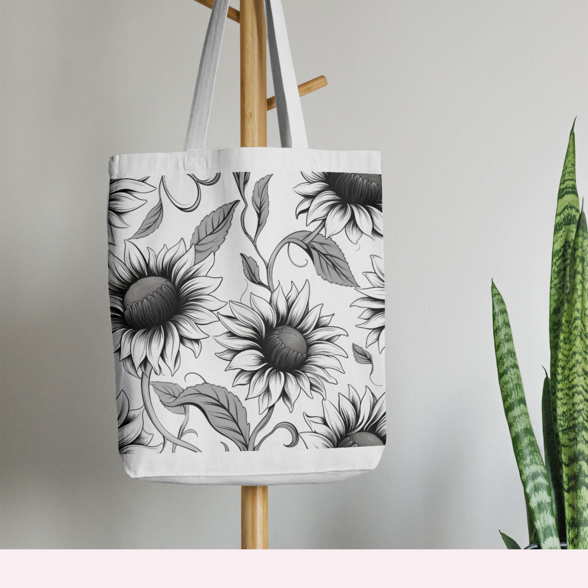 20 Black and White Sunflowers Seamless Pattern, Digital Paper Pack ...