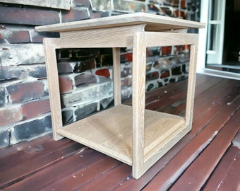 Mid Century White Washed White Oak Side table