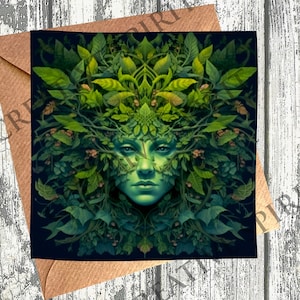 Birthday card | GreenLady | Forest Goddess | Card for her | Pagan | Wiccan | Celtic | Greenman | Cernunnos | Autumn Equinox | Christmas Card