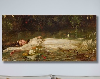 Ophelia by Friedrich Heyser Canvas Wall Art Aesthetic Home Decor Art Lover Gift Wall Hanging Decor Classic Artwork Giclée Print Painting