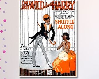Lienzo decorativo de pared con el tema de Wild About Harry, arte de historia afroamericana, regalo de decoración para colgar en la pared del Renacimiento de Harlem, regalo del Mes de la Historia Afroamericana, impresión Giclee
