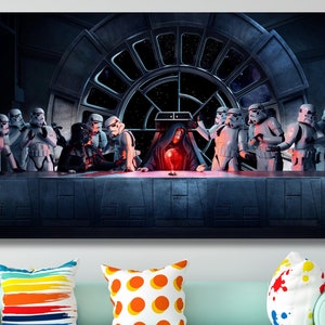 Last Supper Starwars Extra Large Wall Decor Gift For Kids Room Ready to Hang Modern Wallhang Illustration Canvas Wall Art Poster,Roll,Panel