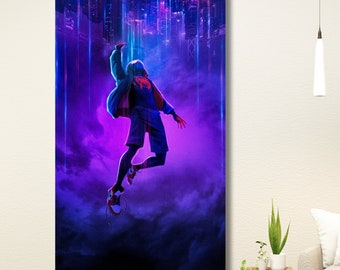 Impresión en lienzo de Spiderman: Into the Spiderverse, decoración para habitación infantil