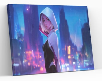 Lienzo decorativo con encanto atemporal de Gwen Stacy, regalo para amantes de Spiderman, decoración para colgar en la pared de la habitación de los niños, regalo para fanáticos de Spiderman Gwen Stacy, impresión Gicleé